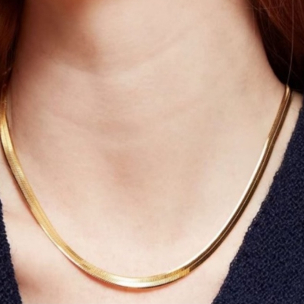 NWOT,14K,Genuine Gold,Vintage,2.70 MM,Shiny,High Polish,Herringbone Necklace⚘️